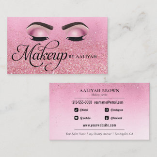 Visita Makeup Artist Luxury Rosa Red Glam Tarjeta de Nego
