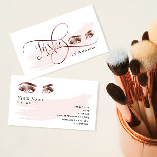 Visita Makeup Eyebrow Eyes Lashes Rosa Tarjeta de Negocio
