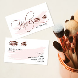 Visita Makeup Eyebrow Eyes Lashes Rosa Tarjeta de Negocio