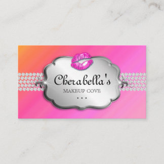 Visita Makeup tarjeta de negocios Naranja rosado plateado