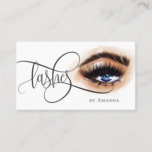Visita Makup Eyebrow Eyes Lashes Hand Draw Tarjeta de pre (Anverso)