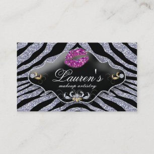Visita Maquillaje Tarjeta de Negocios Zebra Sparkle Negro