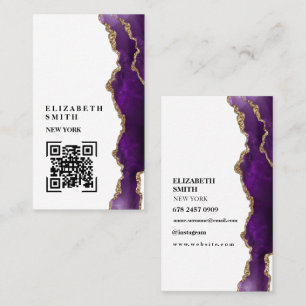 Visita Marble Purple Textura Tarjeta de presentación QR