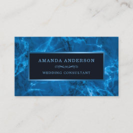 Visita Marco metálico azul y mármol| Tarjeta de presentac