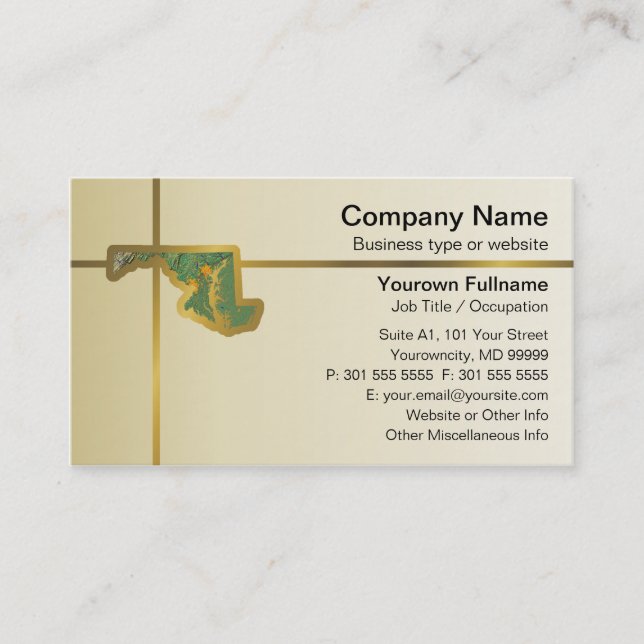 Visita Maryland Map - Tarjeta de presentación (Anverso)