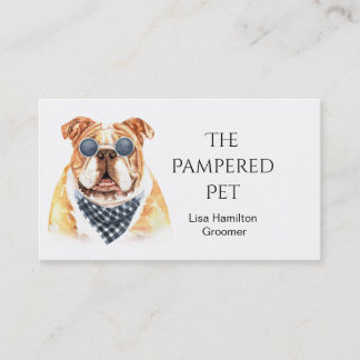 Visita Mascota de bulldog Groomer/Vet/Sitters Tarjeta de