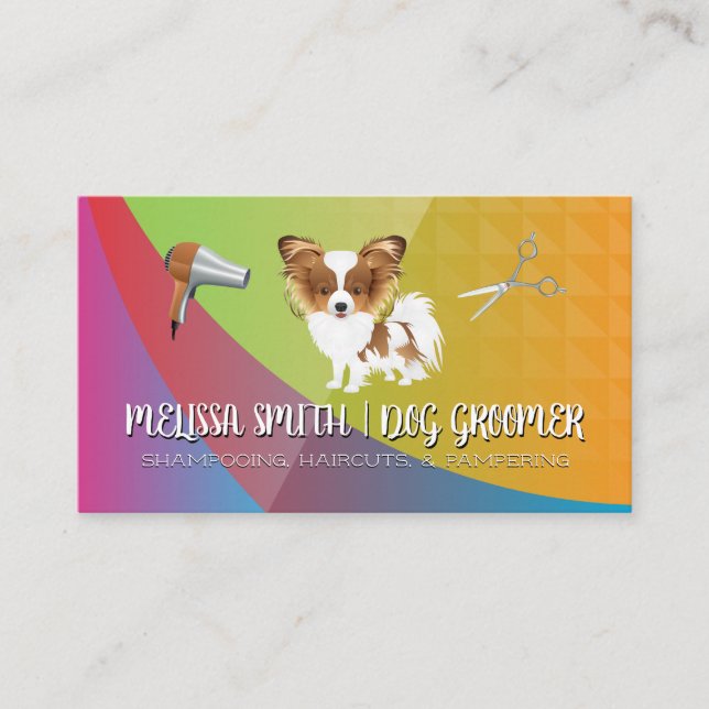 Visita Mascota Groomer | Perro Cute | Tarjeta de presenta (Anverso)