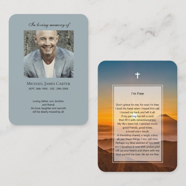 Visita Memorial de la foto: rezo libre con tarjeta de cru (Anverso / Reverso)