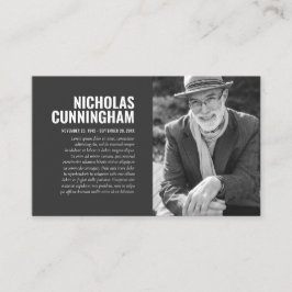 Visita Memorial funerario en tarjeta de fotos de memoria 