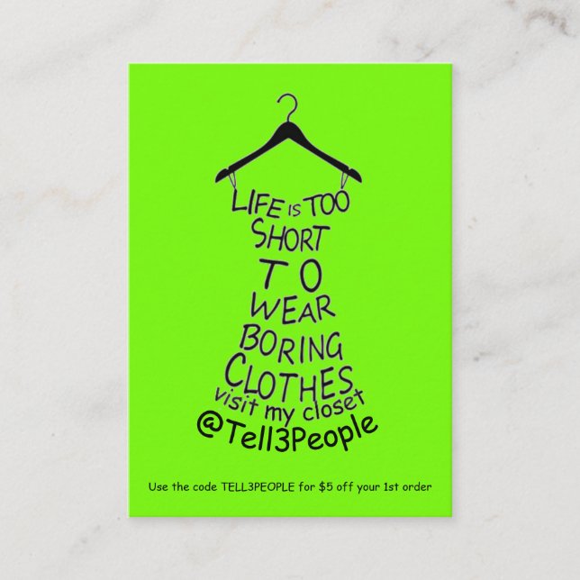 Visita Mi Armario Tarjeta De Presentación Ropa Com (Anverso)