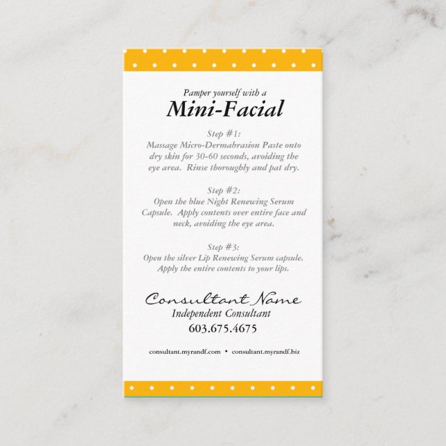 Visita Mini tarjeta de instrucciones facial (Anverso)