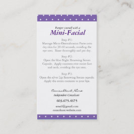 Visita Mini tarjeta de instrucciones facial