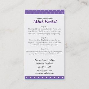 Visita Mini tarjeta de instrucciones facial
