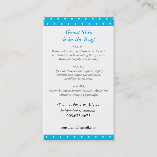 Visita Mini tarjeta de instrucciones facial (Anverso)