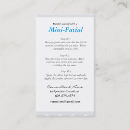 Visita Mini tarjeta de instrucciones facial