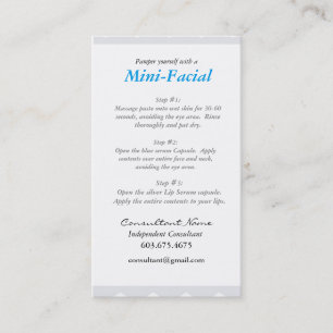 Visita Mini tarjeta de instrucciones facial