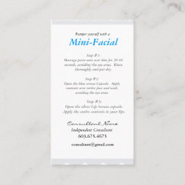 Visita Mini tarjeta de instrucciones facial