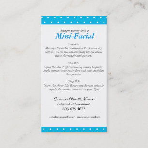 Visita Mini tarjeta de instrucciones facial