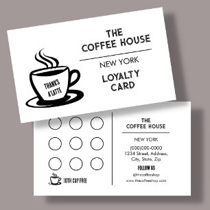 Visita Minimalista blanco   Tarjeta de fidelidad de cafet
