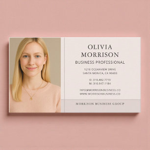 Visita Minimalista tarjeta de presentación rosa con foto 