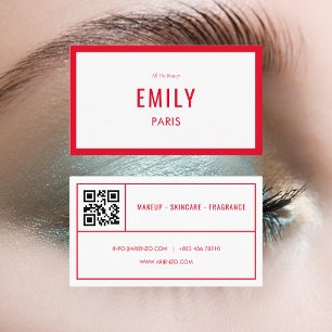 Visita Moda Belleza Roja / Moda Código QR Tarjeta de visi