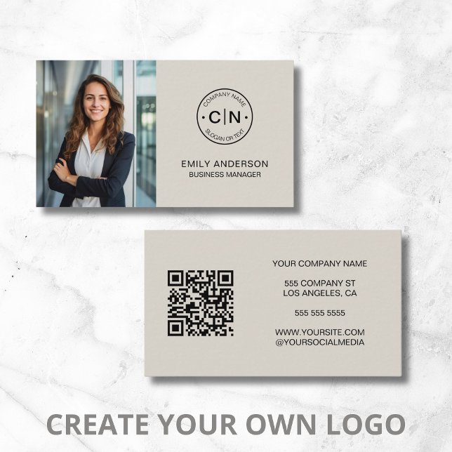 Visita Moderna Crear su tarjeta de presentación QR con lo (Modern Create Your Logo QR Business Card)