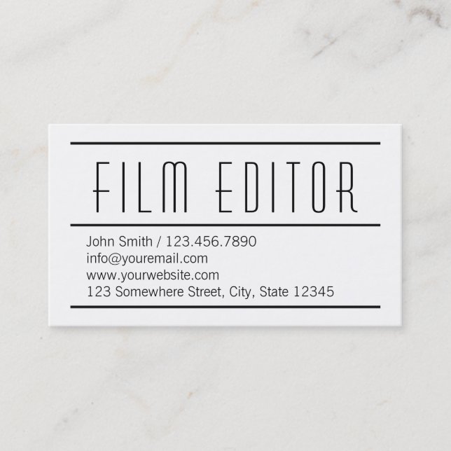 Visita Moderna tarjeta de presentación del editor de cine (Anverso)