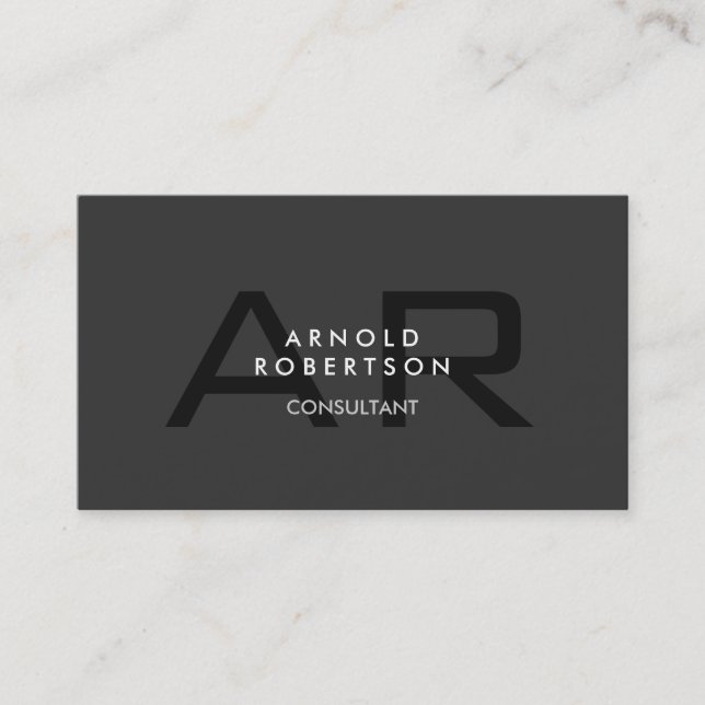 Visita Moderna tarjeta de presentación Monograma Gris (Anverso)