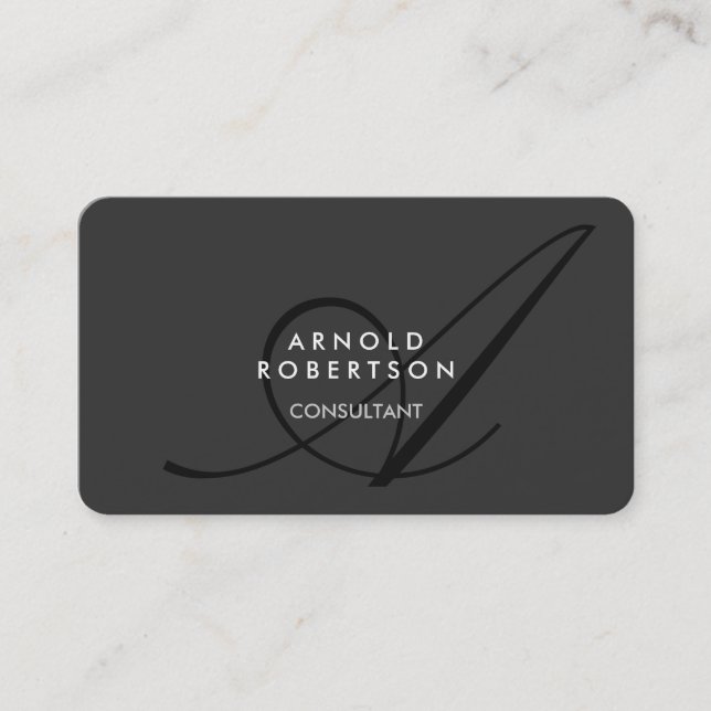 Visita Moderna tarjeta de presentación Monograma Gris (Anverso)