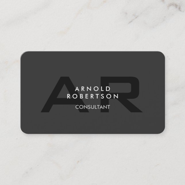 Visita Moderna tarjeta de presentación Monograma Gris (Anverso)