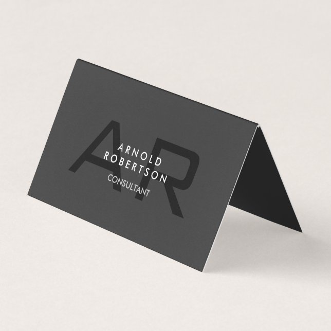 Visita Moderna tarjeta de presentación Monograma Gris (Anverso)