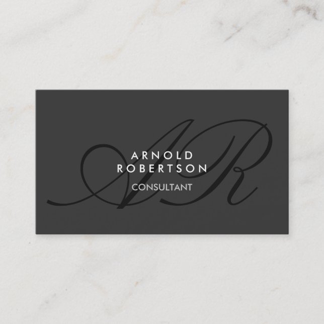 Visita Moderna tarjeta de presentación Monograma Gris (Anverso)