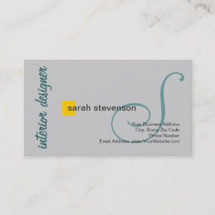 Visita Moderno Monograma Diseñador Interior Tarjeta de Ne