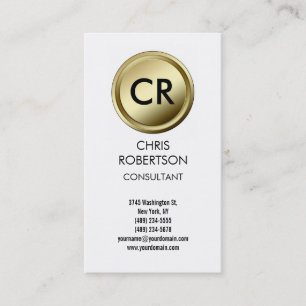 Visita Monograma Black Round Button Tarjeta de presentaci