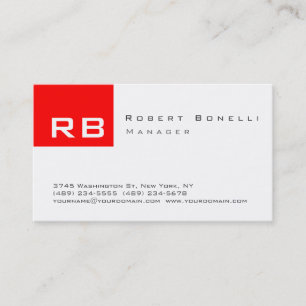 Visita Monograma blanco rojo negro moderno tarjeta de pre