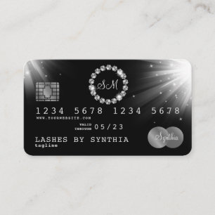 Visita Monograma de Diamante Plateado con Estilo Tarjeta 