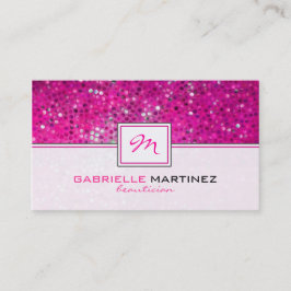 Visita Monograma de tarjeta de belleza Purpurina rosa