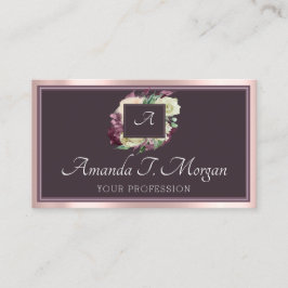 Visita Monograma Rosa de tarjeta de cita Marsala DustyFlo