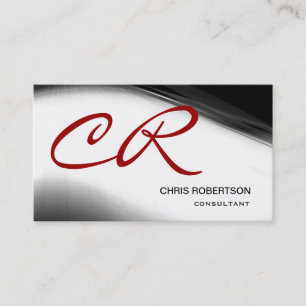 Visita Monograma Script Black Red Consultor Tarjeta de Ne