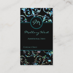 Visita Monograma Turquoise Pearl Floral Tarjeta de presen