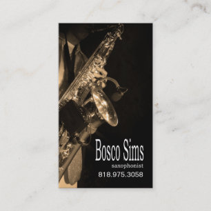 Visita Músico del saxofonista para la tarjeta de la