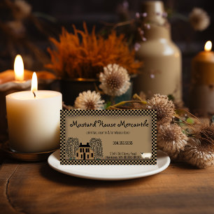 Visita Mustard Saltbox House Rustic Kraft Tarjeta de pres