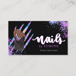 Visita Nail Tech Bold Holográfico Su tarjeta de presenta