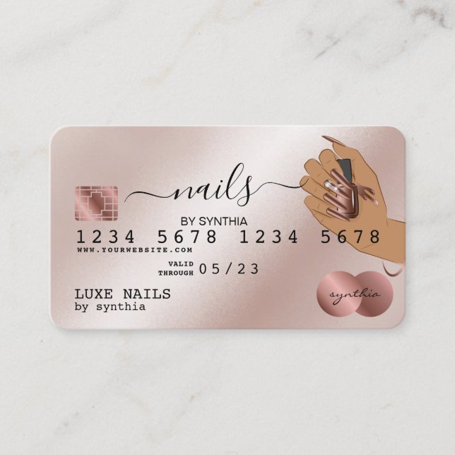 Visita Nails Technician Tarjeta de Crédito Estilo Rosa Do (Anverso)