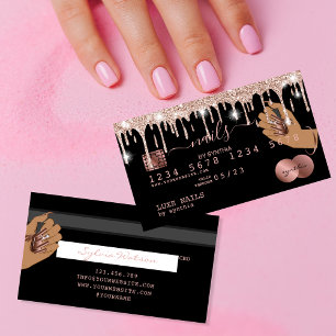 Visita Nails Technician Tarjeta de Crédito Estilo Rosa Do