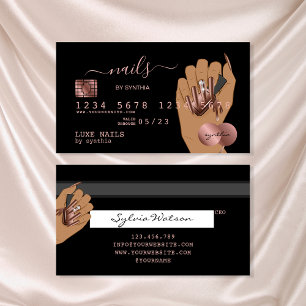 Visita Nails Technician Tarjeta de Crédito Estilo Rosa Do