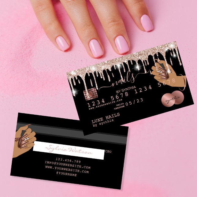 Visita Nails Technician Tarjeta de Crédito Estilo Rosa Do (Subido por el creador)
