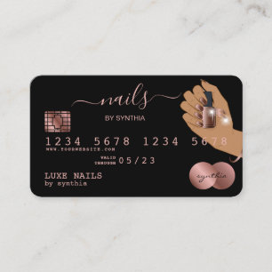 Visita Nails Technician Tarjeta de Crédito Estilo Rosa Do