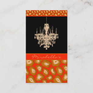 Visita Naranja del animal del leopardo de la tarjeta de