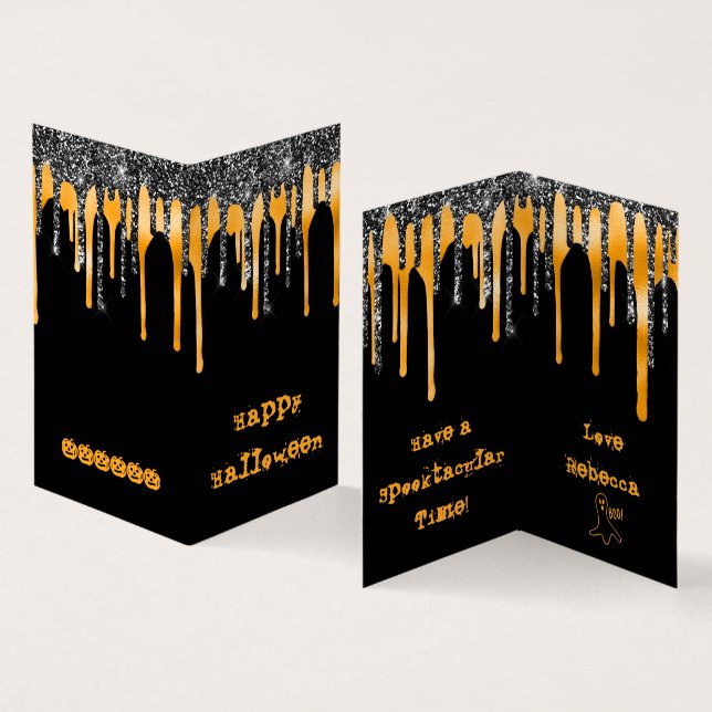 Visita NARANJA Purpurina de MINI Feliz tarjeta de clase d (Interior y exterior)